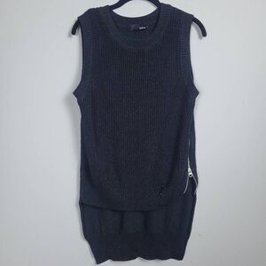 Fala Womens Jacklyn Knit Top Lagenlook Blue Size Medium Sweater Vest Sustainable